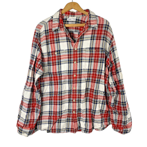 Sonoma Flannel Shirt XL Button Down Plaid Tartan Check White Red Black Mens - Picture 2 of 8